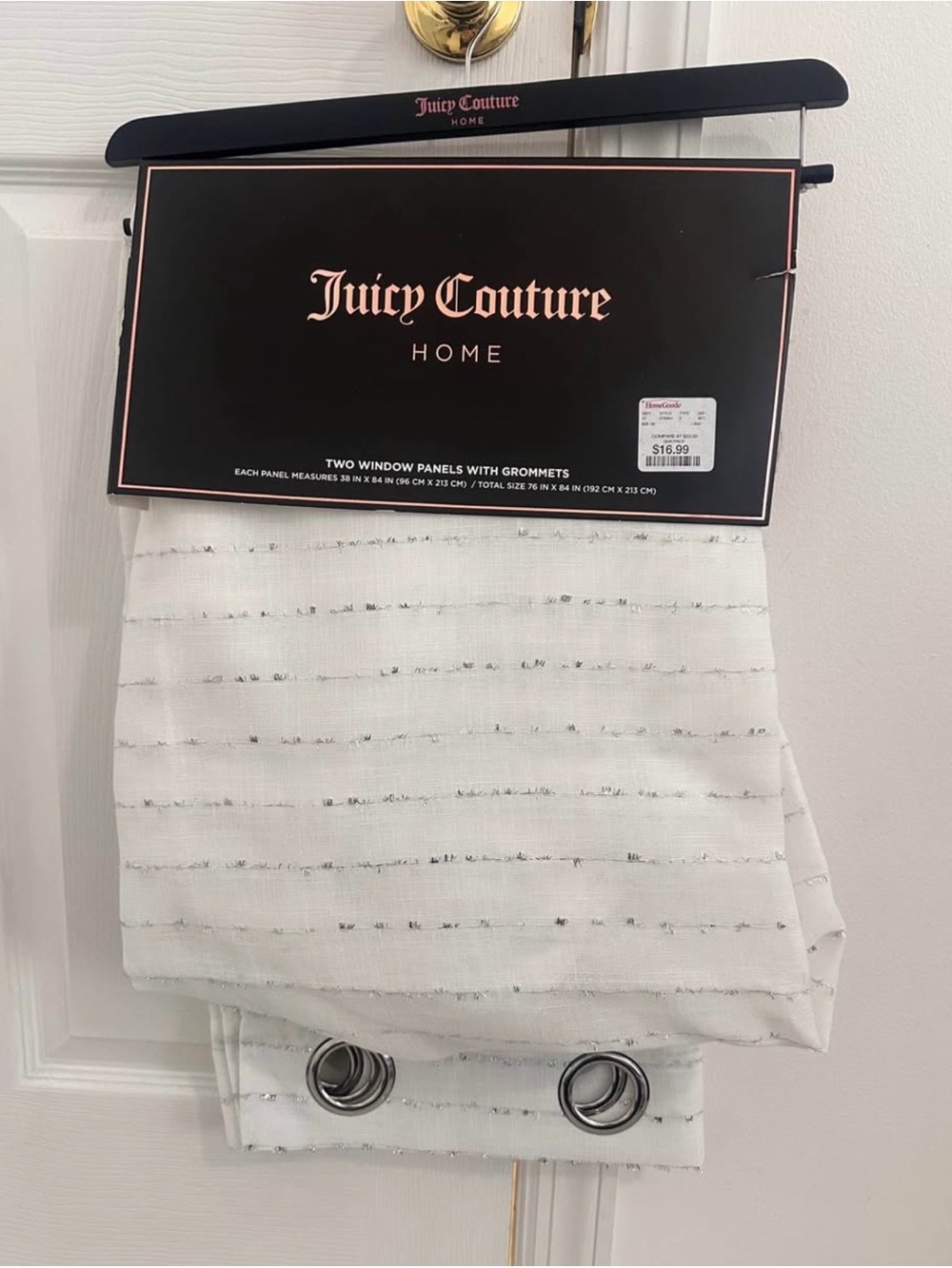NWT Juicy Couture White Curtains with Silver Accent Grommets